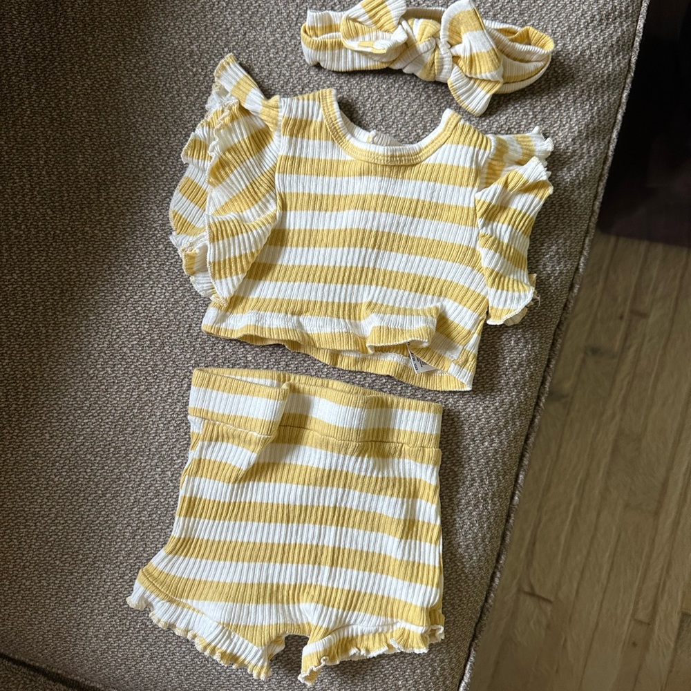 Rachel Roy Yellow and White Striped Baby Set